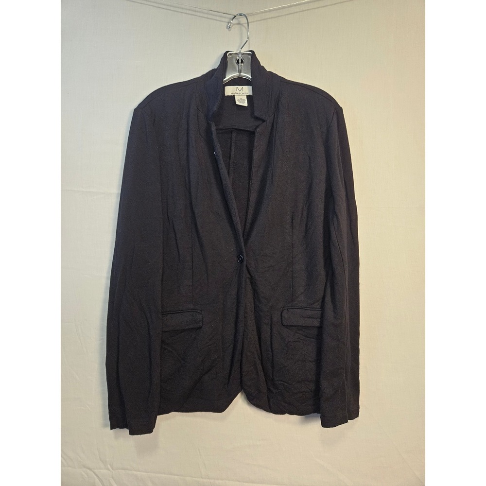 Magaschoni Womens Black Knit Blazer Single Button Jersey Jacket XL RN 93178